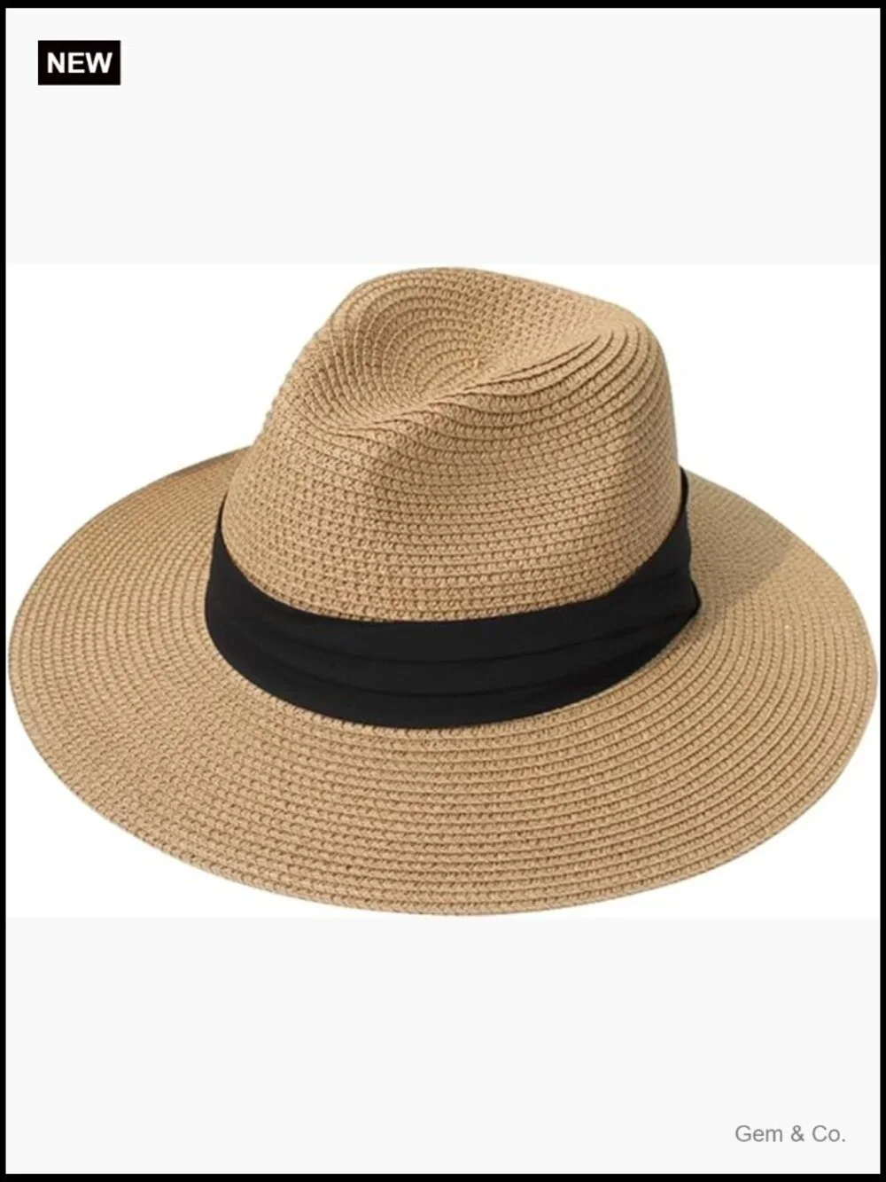Wide Brim Straw Panama Roll up Hat Fedora Beach Sun Hat UPF50+